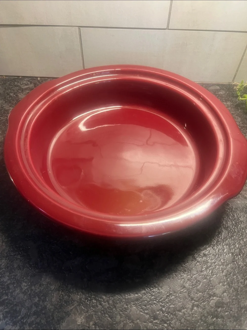 Peterboro Basket company stoneware dish. Brick Dark red. Excellent condition